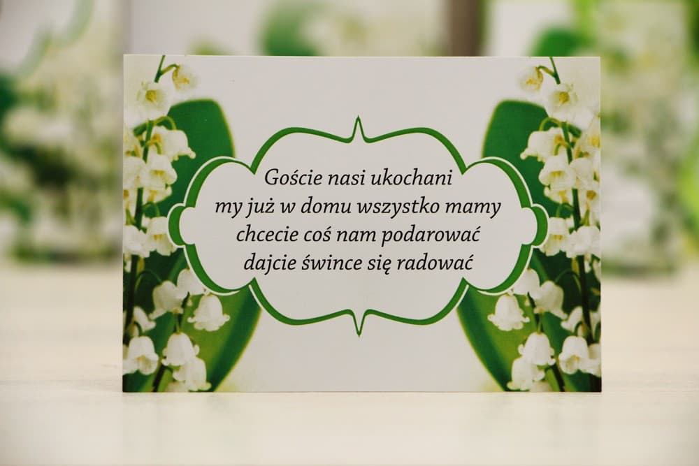 Zusatzkarte mit Maiglöckchen, RSVP-Einleger, Texte für Geldgeschenke | Beileger für Hochzeitseinladungen | Felicja Nr. 3