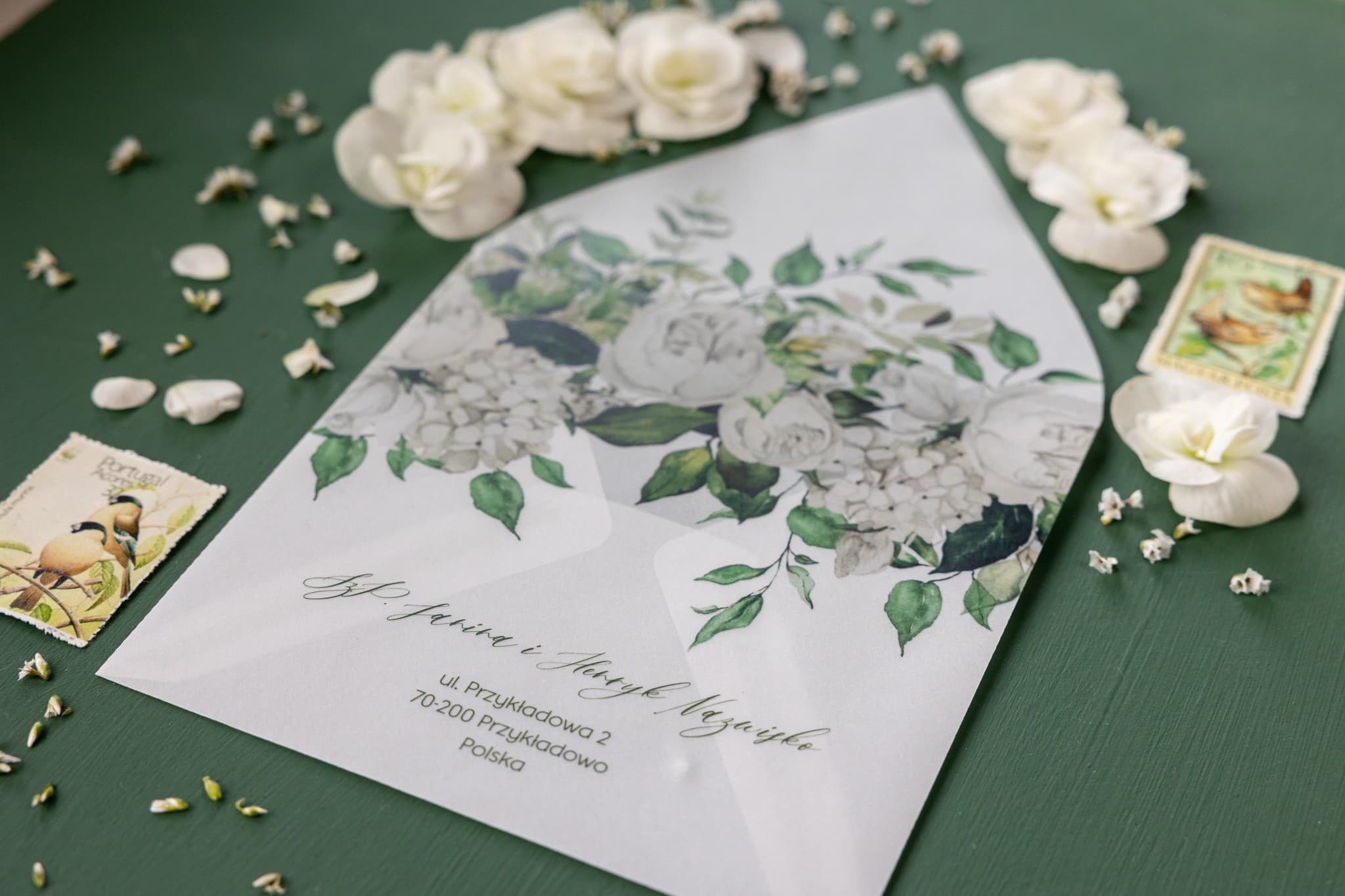 Hochzeitseinladung Rubin Nr. 11 – Glamour-Stil mit weißer Pfingstrose - 3