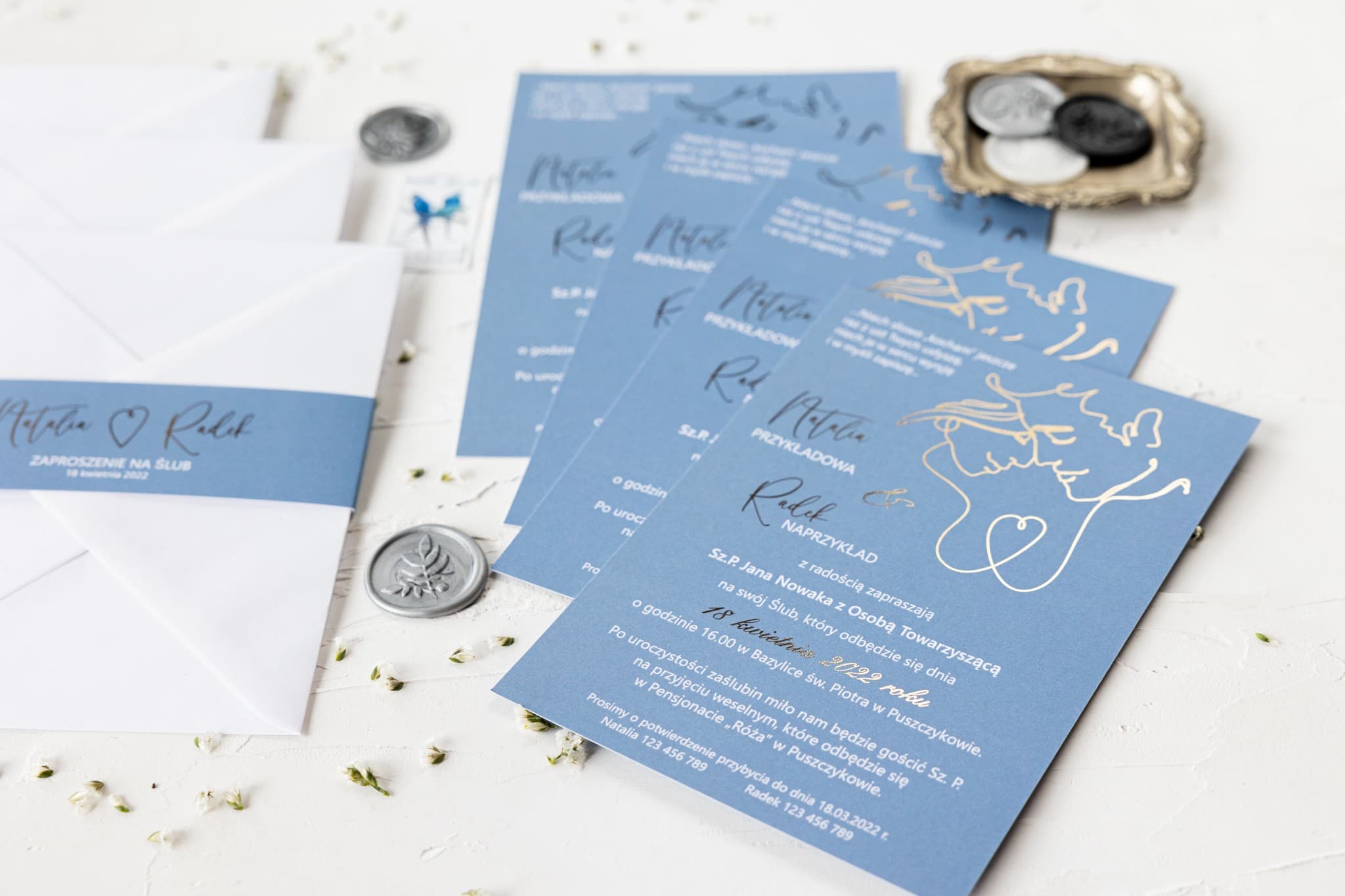 Hochzeitseinladung Jaspis Nr. 4 – Minimalismus und Dusty Blue - 2