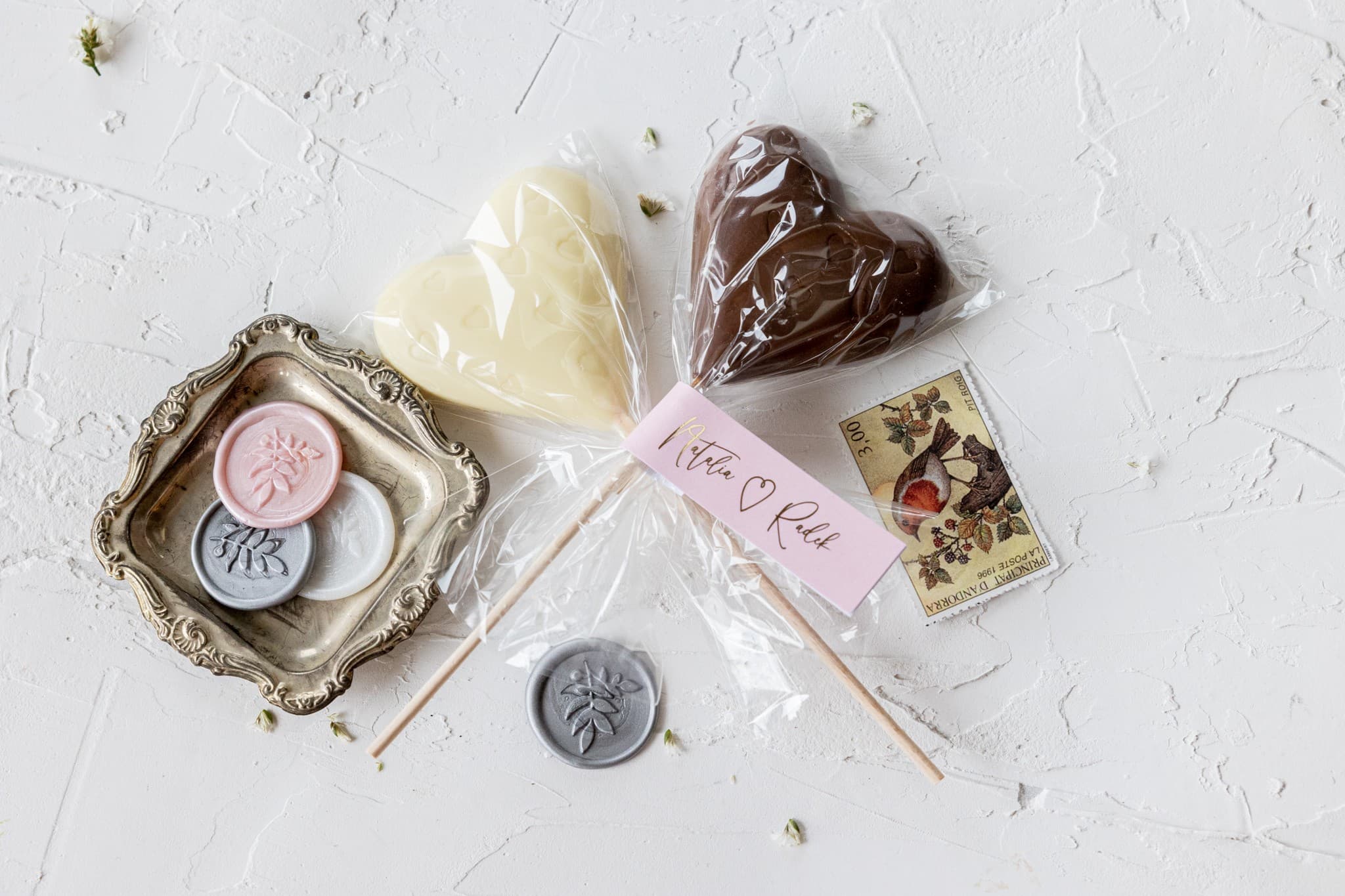 Czekoladowe Lizaki ze Złoconymi Imionami | Słodkie Podziękowania dla Gości Weselnych | Jaspis nr 3