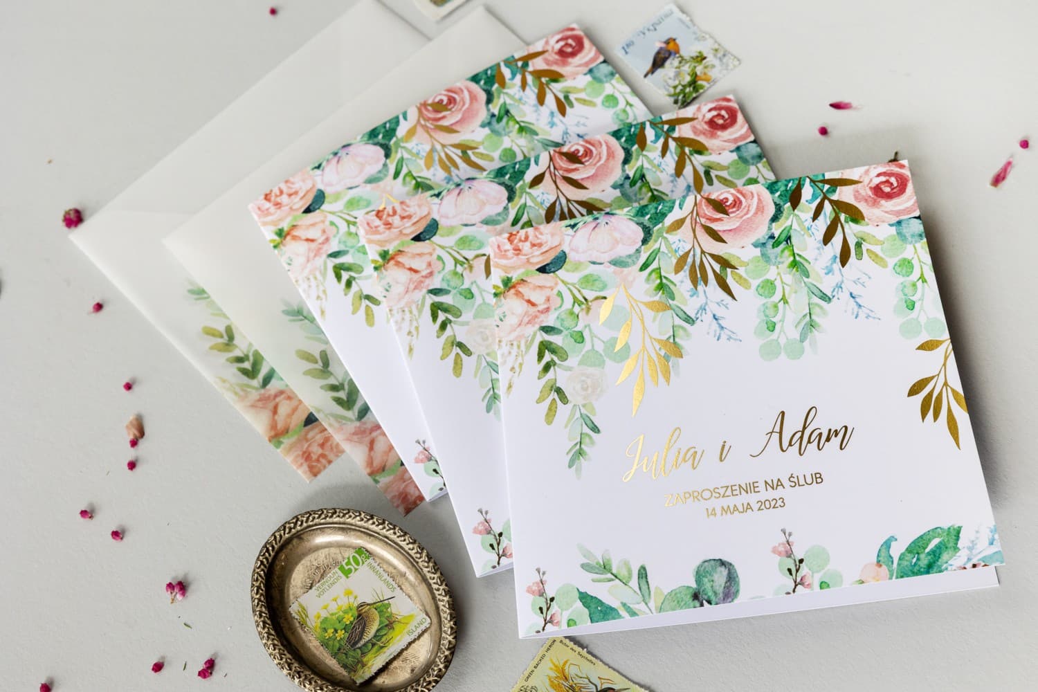 Zaproszenie na Wesele Rubin nr 2 – Styl Glamour z Pastelową Piwonią - 2