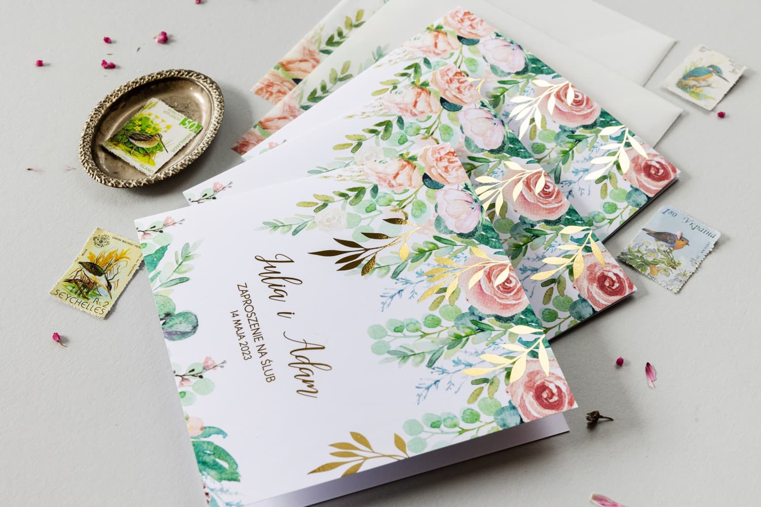 Zaproszenie na Wesele Rubin nr 2 – Styl Glamour z Pastelową Piwonią - 3