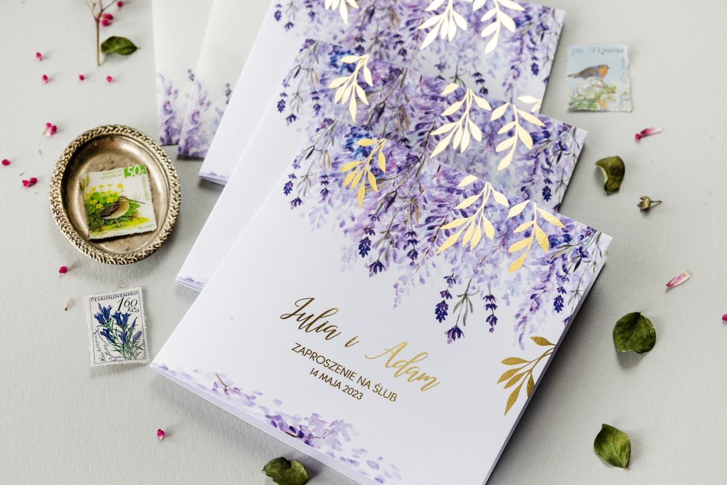 Hochzeitseinladung Rubin Nr. 5 – Glamour-Stil mit rubinroten Blüten - 3