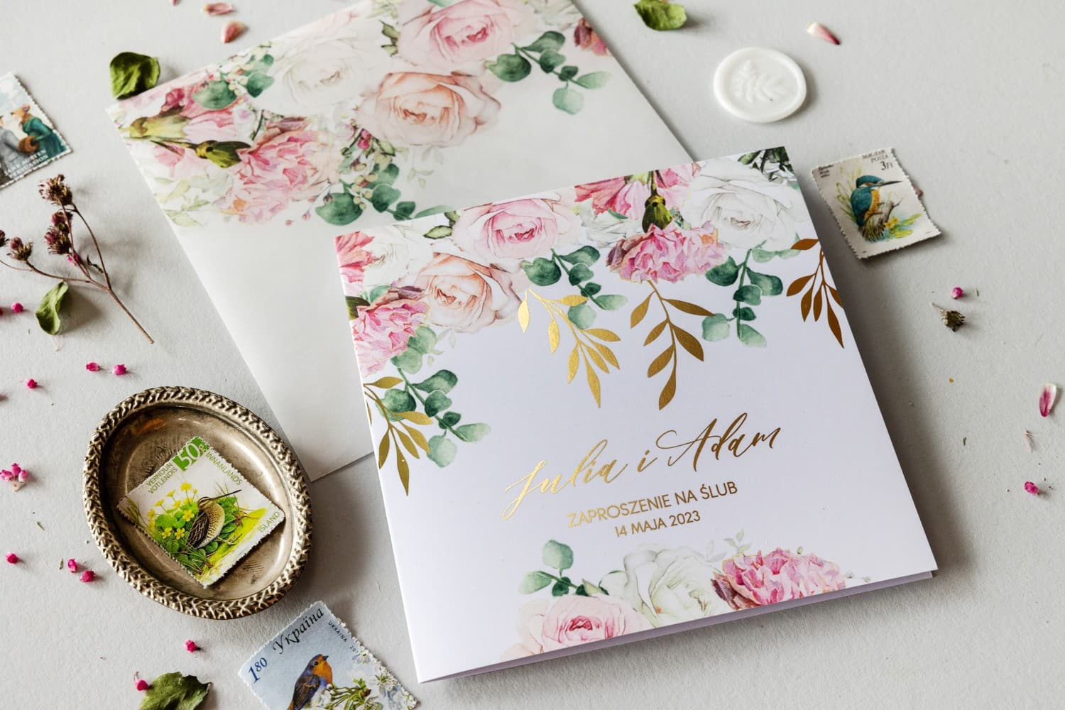 Hochzeitseinladung Rubin Nr. 9 – Glamour-Stil mit Rosen und Transparentpapier - 3