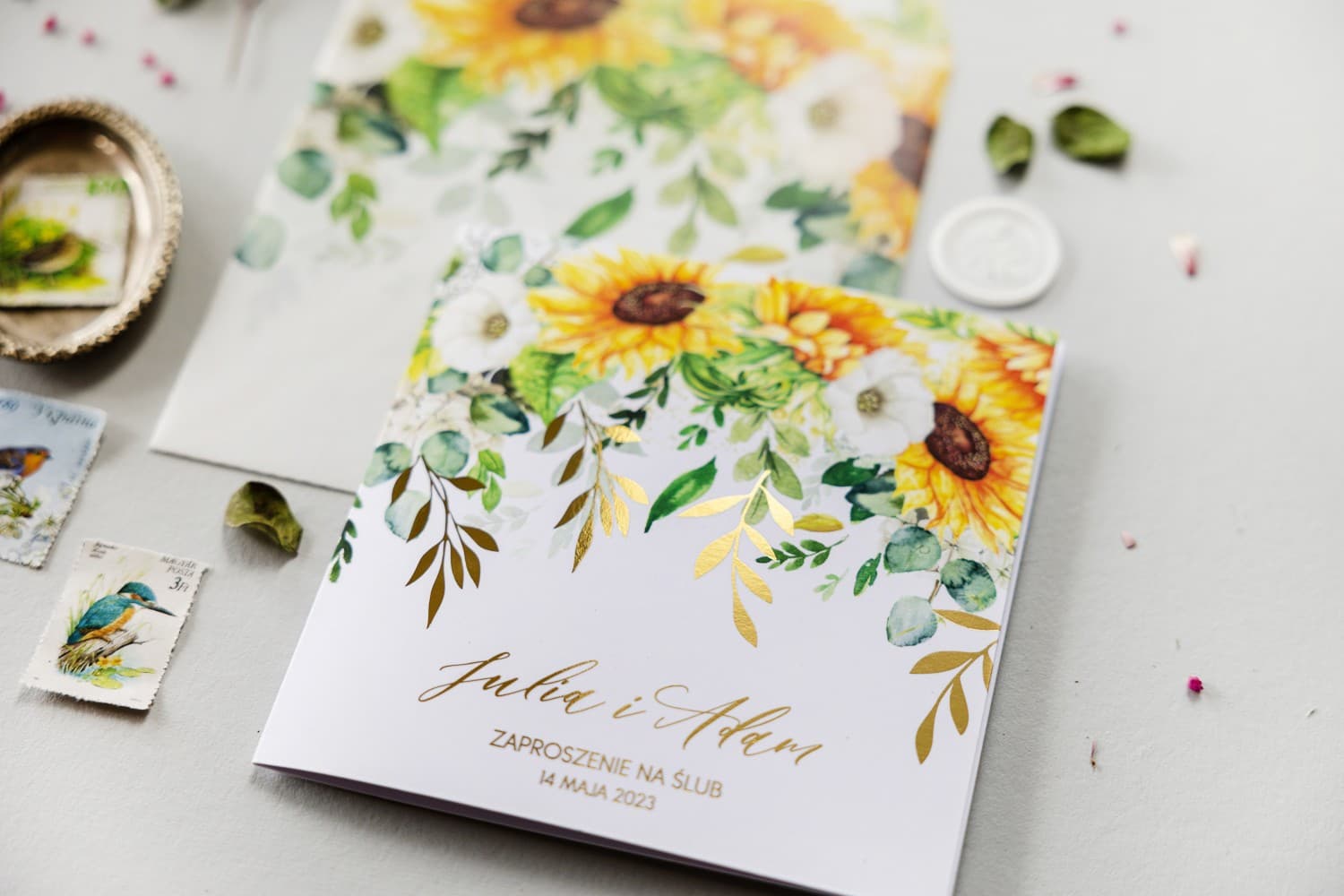 Zaproszenia na Wesele Rubin nr 7 – Rustykalny Styl ze Złoconymi Słonecznikami - 2