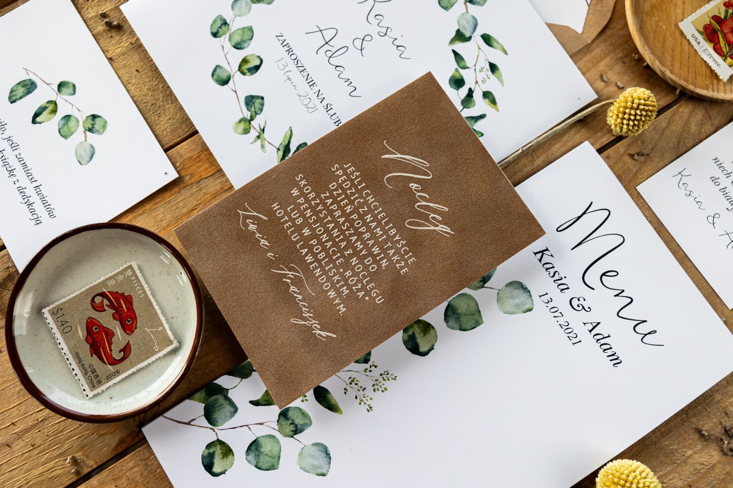 Samt-Einleger für Einladungen mit weißem Druck | Elegante Hochzeitsbeilagen mit Dankestext | Kalia Nr. 2 - 3