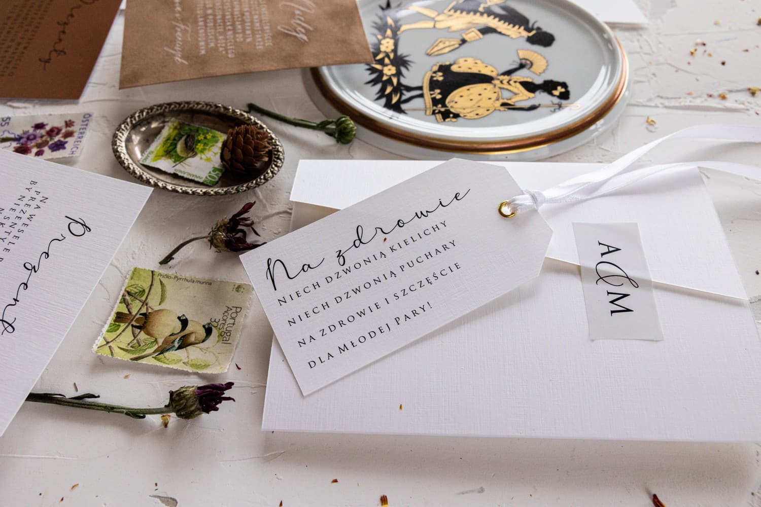 Minimalistische Hochzeitseinladungen in Weiß auf Strukturpapier Modern Nr. 3 - 3