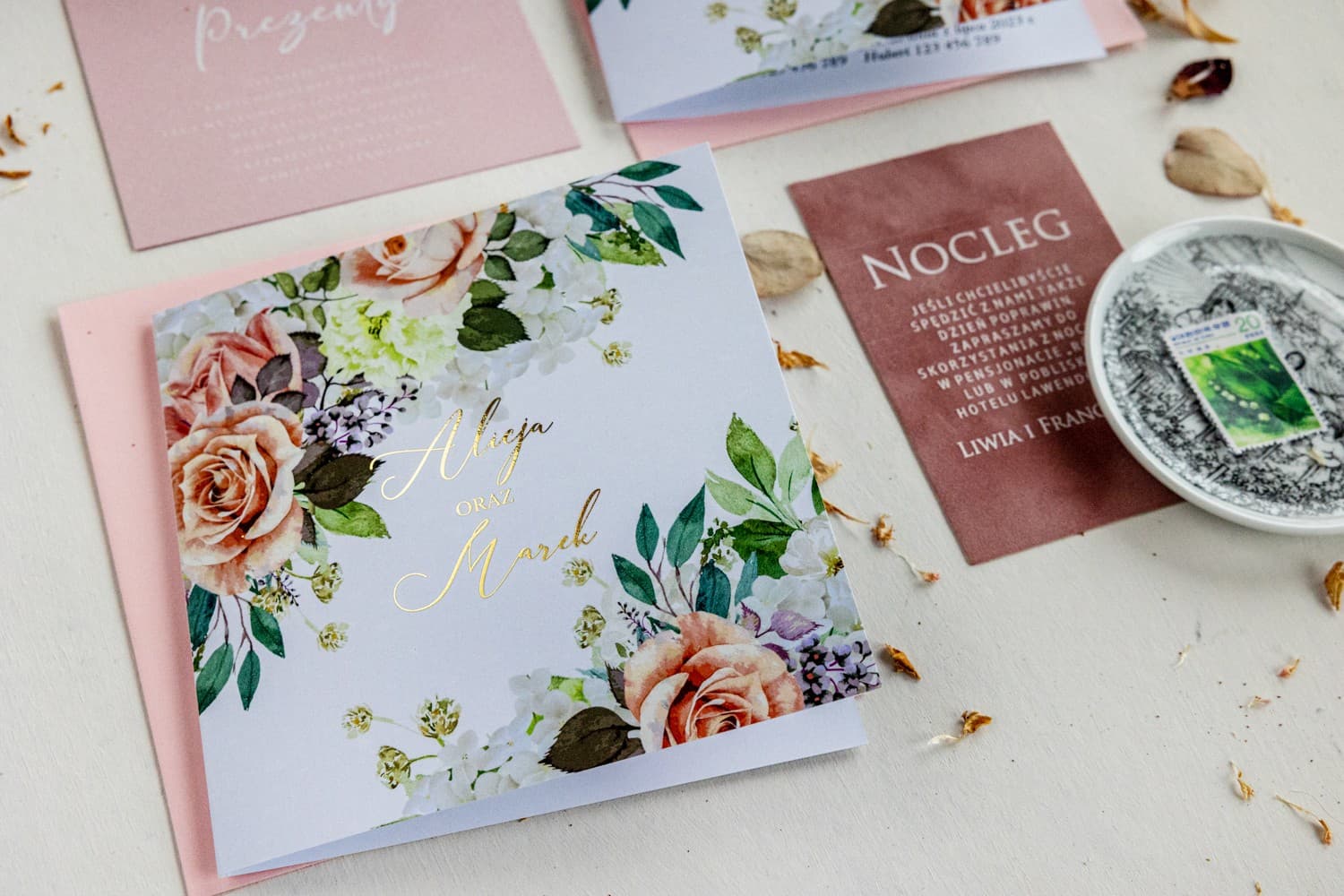 Glamour Hochzeitseinladungen mit Goldfolierung – Szafirowe Nr. 11