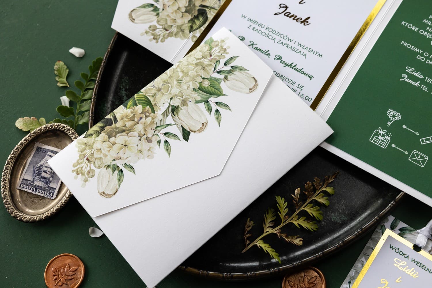 Hochzeitseinladungen Avril Nr. 2 – Glamour mit weißer Hortensie - 3