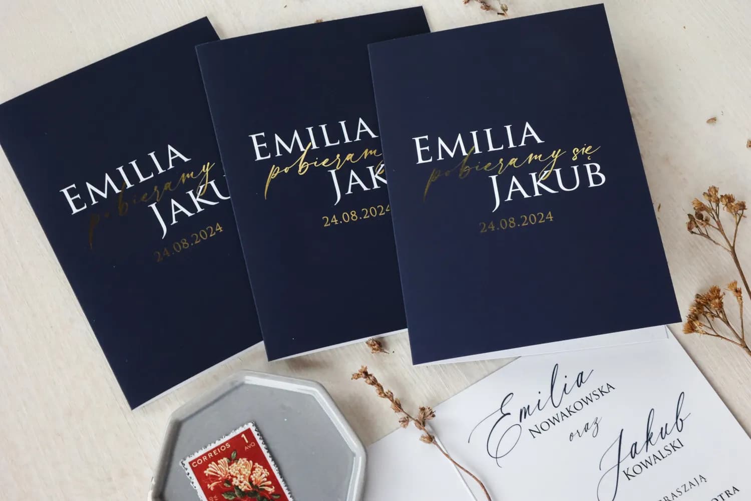 Hochzeitseinladungen Dunkelblau mit Goldfolierung Glamour – Ruskus Nr. 17 - 2