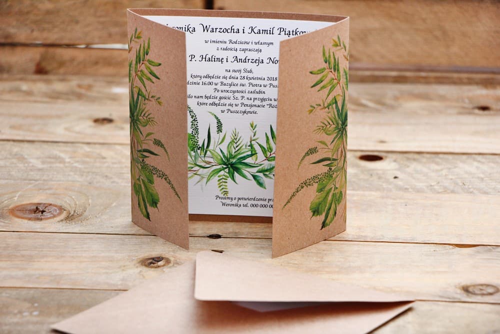 Öko-Hochzeitseinladungen mit Gräsern – Owoce Leśne Nr. 2 - 3