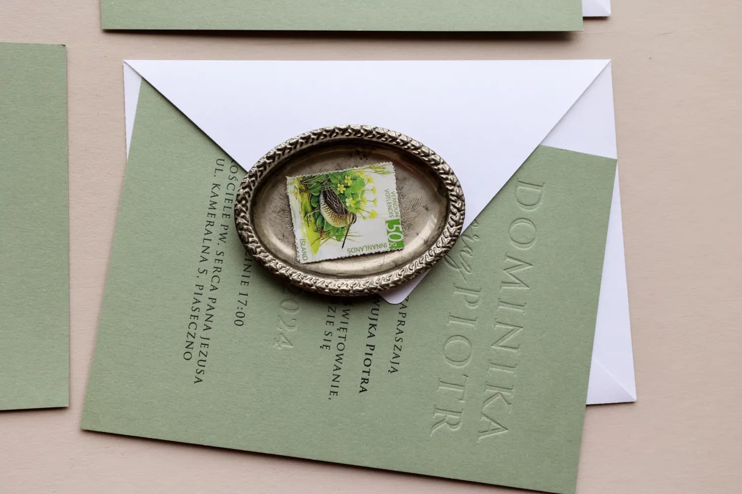 Zaproszenia Ślubne Karmen nr 1 – Letterpress i Butelkowa Zieleń - 4