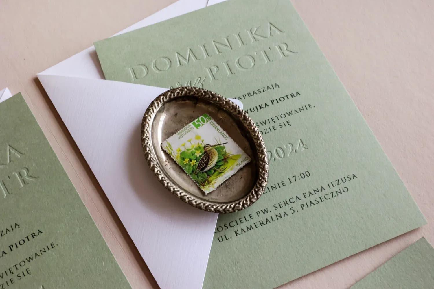 Zaproszenia Ślubne Karmen nr 1 – Letterpress i Butelkowa Zieleń - 5