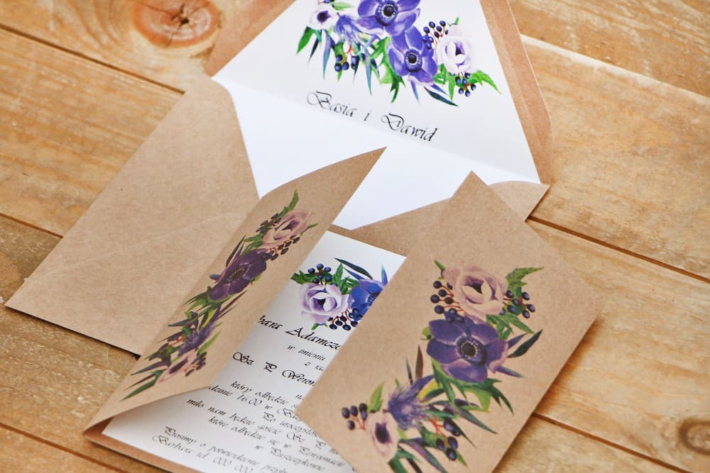 Hochzeitseinladungen Wald mit Anemonen – Owoce Leśne Nr. 4 - 3