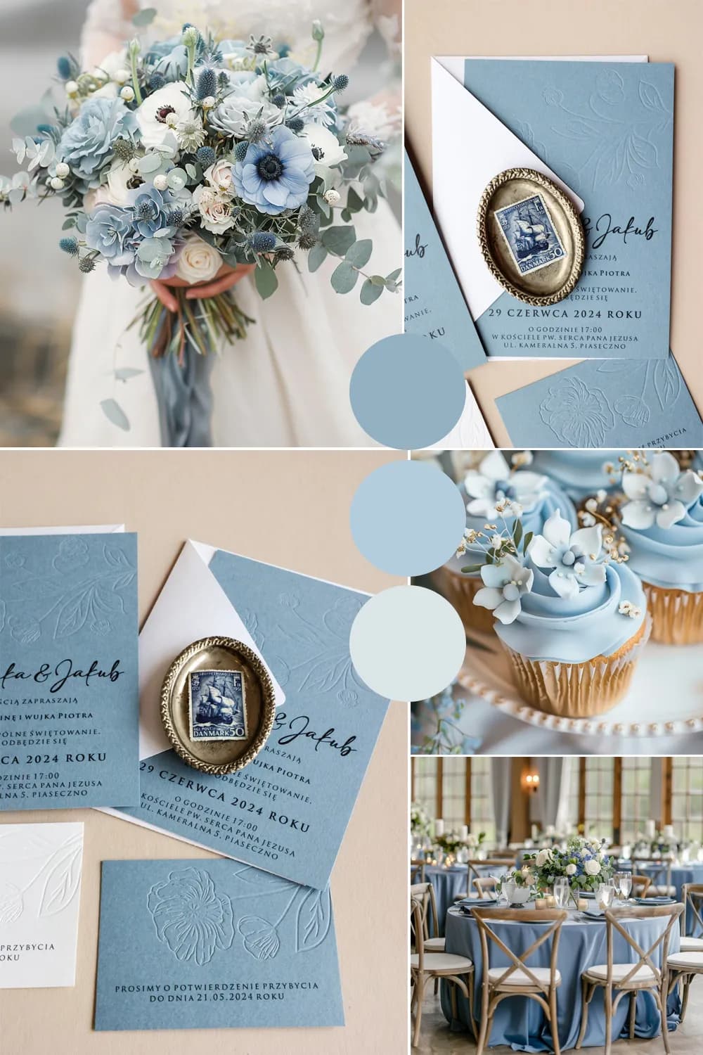 Hochzeitseinladung Letterpress Karmen Nr. 3 – Blaue Blumen - 2