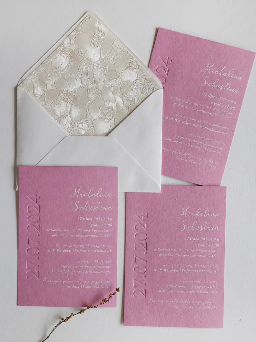 Letterpress Hochzeitseinladungen Karmen Nr. 5 – Rosa - 4