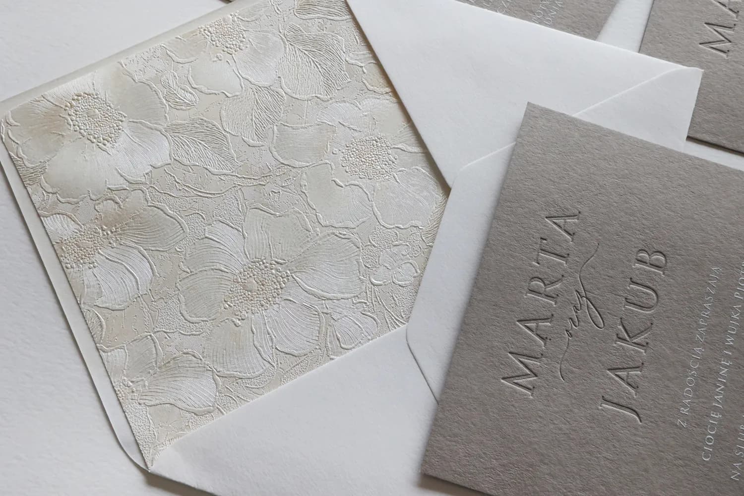 Zaproszenia Ślubne Letterpress Karmen nr 7 – Szary Eko Papier - 3