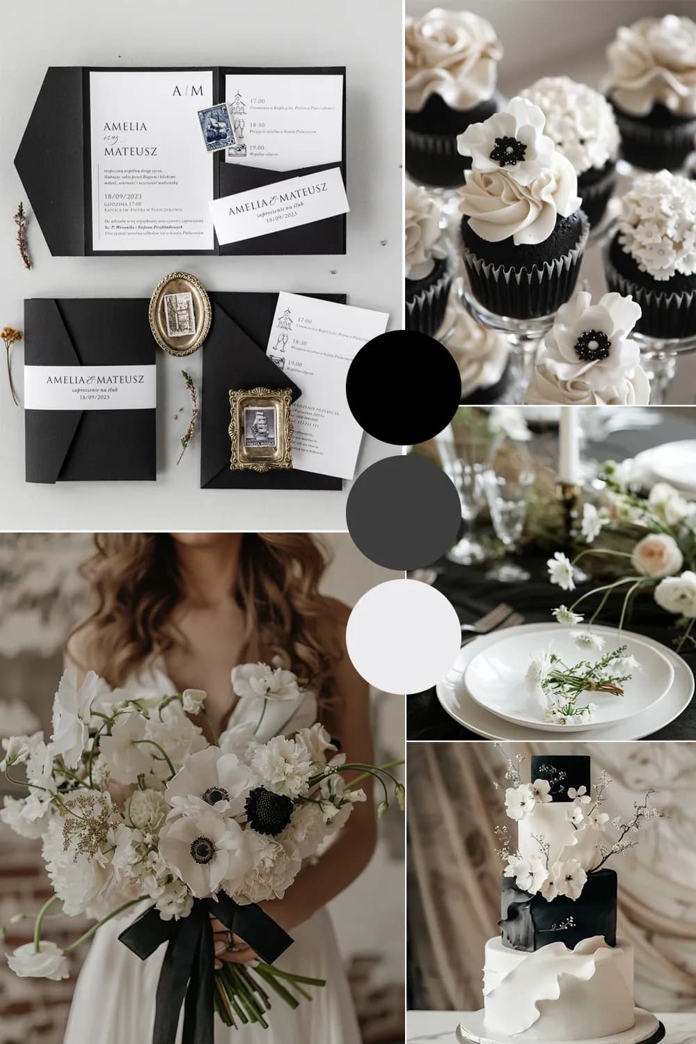 Hochzeitseinladungen Kraft Nr. 8 – Schwarz mit Tasche und Banderole - 2