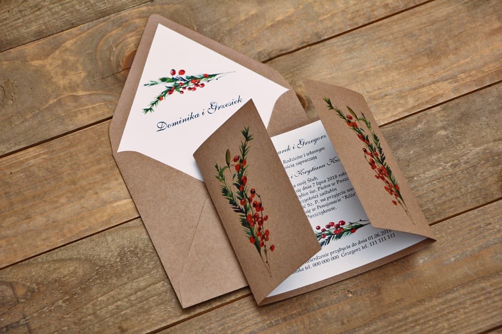 Hochzeitseinladungen Wald mit Ebereschen-Motiv – Owoce Leśne Nr. 8 - 3