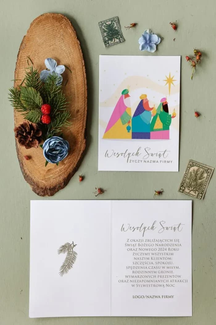 Geschäftliche Weihnachtskarten Heilige Drei Könige mit Logo | Elegante Business-Weihnachtskarten | MB16