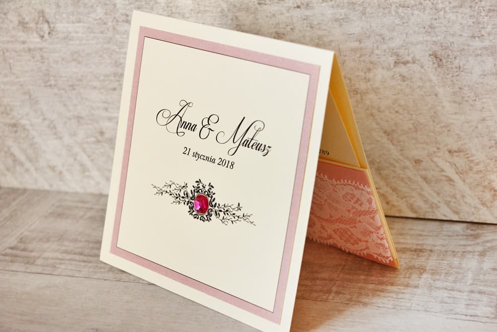 Elegante silberne Hochzeitseinladungen Glamour mit Spitze, Zirkonia und Tasche – Kollektion Spitze Nr. 1 - 3