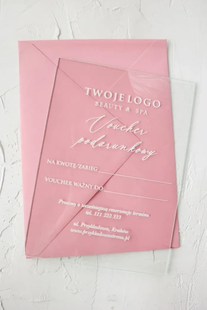 Eleganter Gutschein auf Glas mit Logo | Luxus-Geschenkgutscheine für Ihr Unternehmen | Glas-Voucher VS12