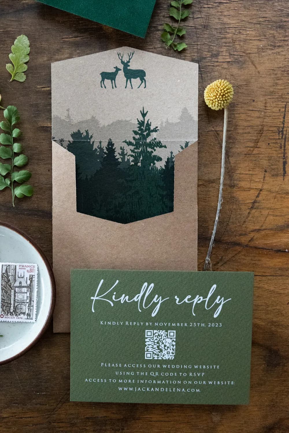 Zaproszenia ślubne Kraft PR1 – Leśny Motyw na Pleksi - 2