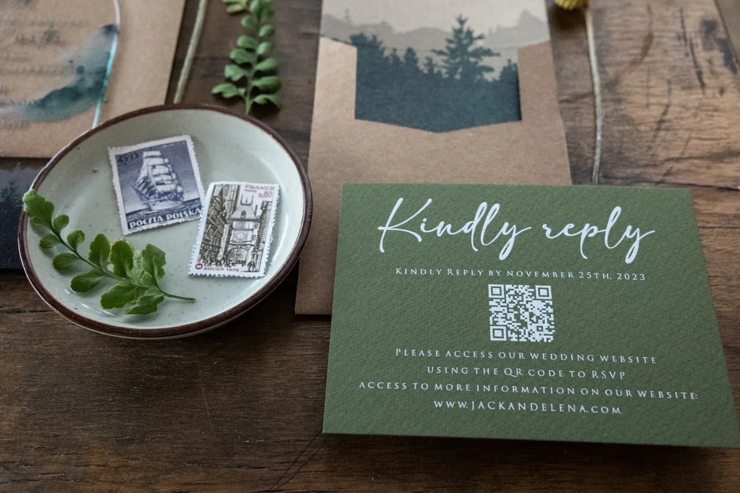 Zaproszenia ślubne Kraft PR1 – Leśny Motyw na Pleksi - 4