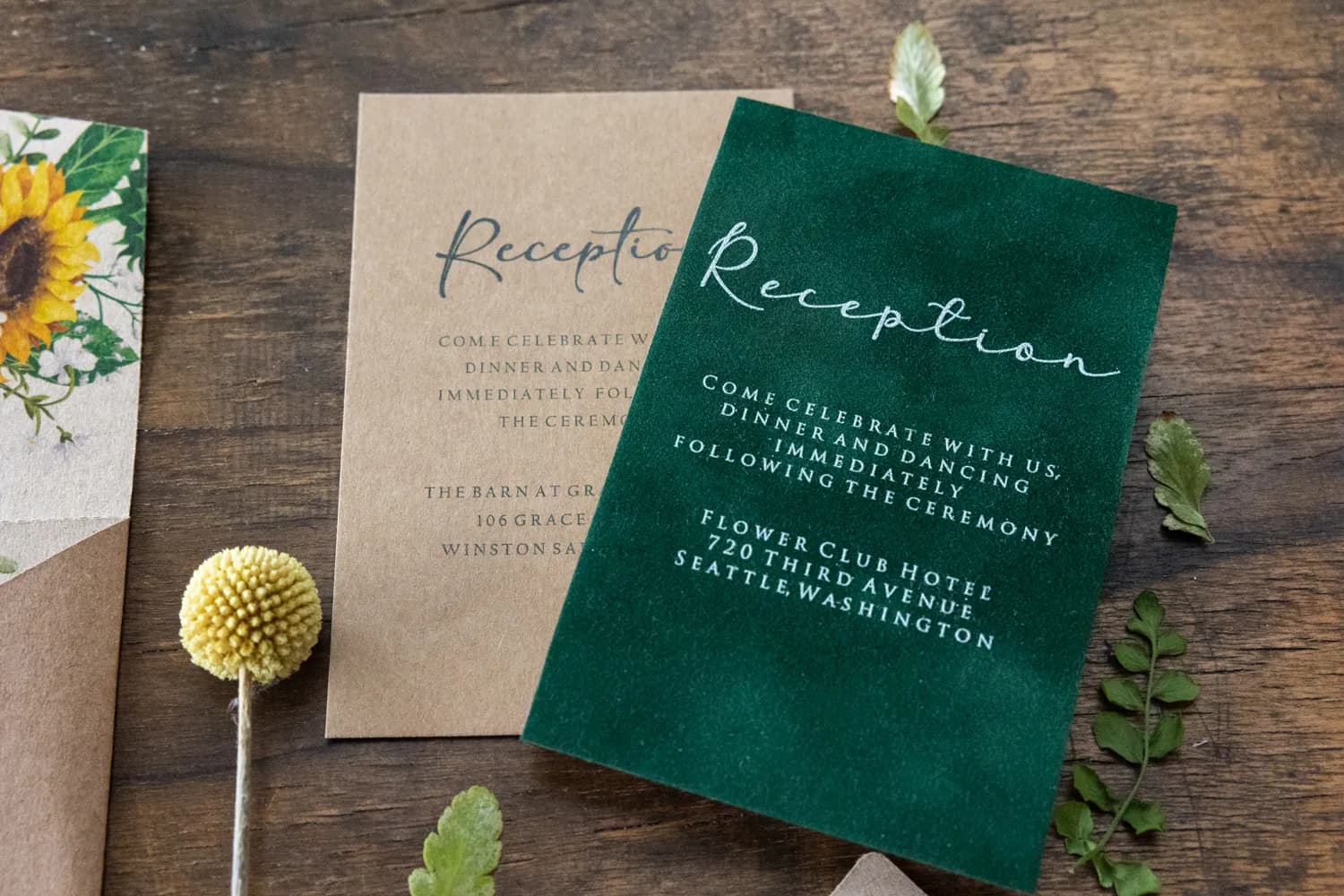 Hochzeitseinladungen auf Plexiglas PR2 – Rustikales Sonnenblumen-Motiv - 6