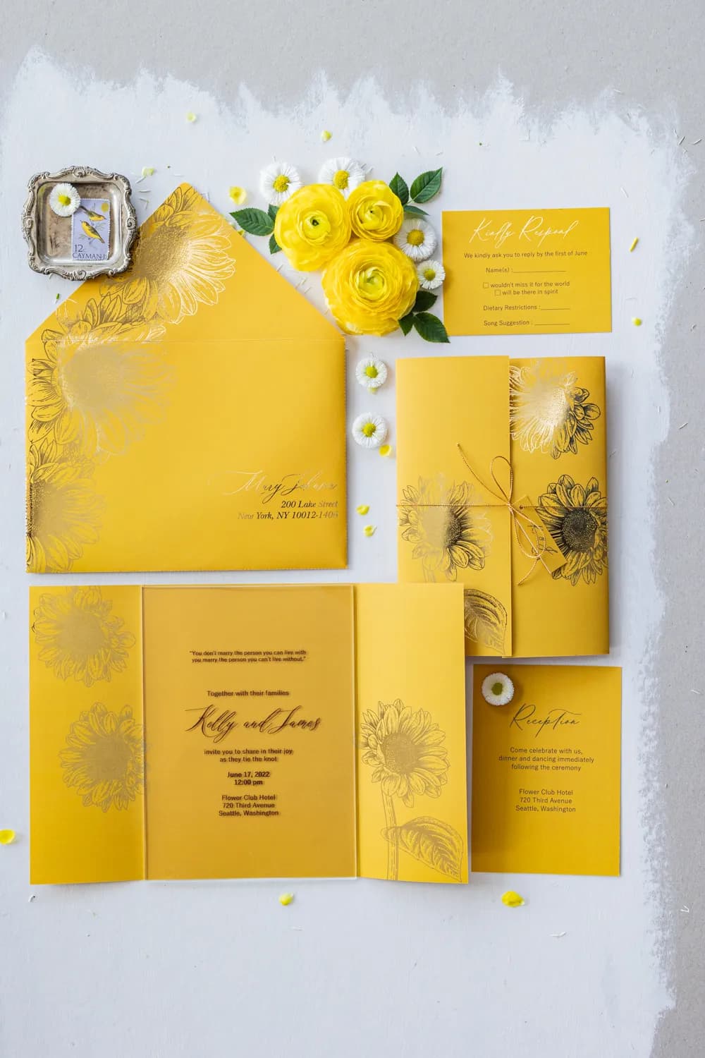 Hochzeitseinladungen Słoneczniki PR9 – Glaskarten im Glamour-Stil - 4