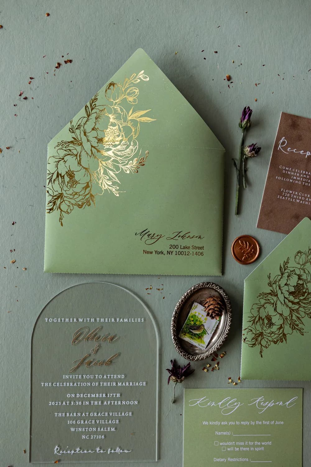 Zaproszenia na Wesele Fresco nr 5 – Złocona Pleksi w Kształcie Łuku - 3