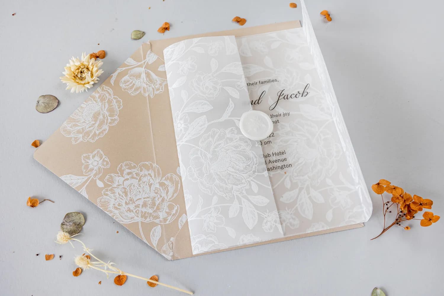 Zaproszenia na Wesele PR26 – Szklane Karty z Motywem Białych Kwiatów - 2