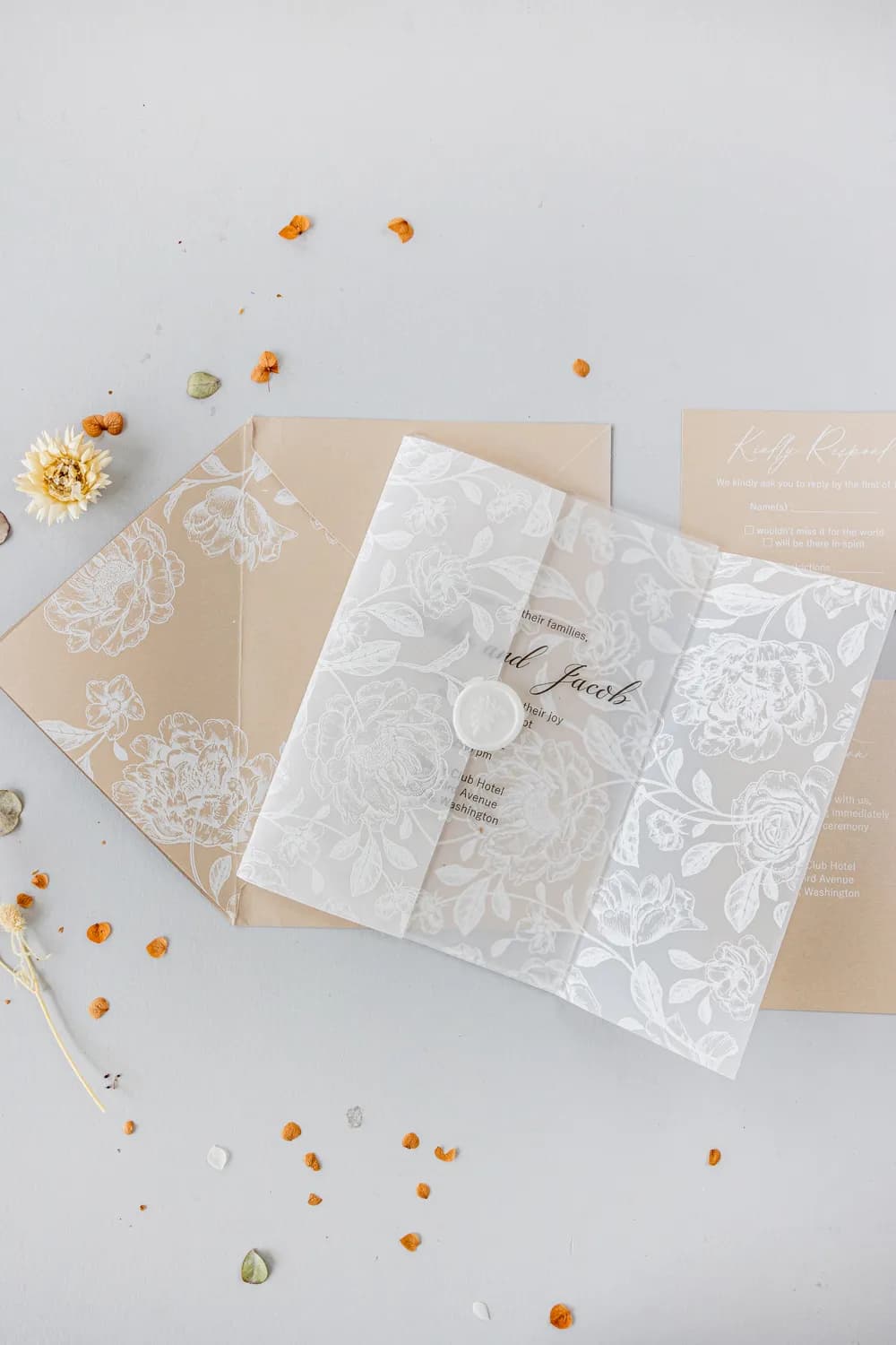 Zaproszenia na Wesele PR26 – Szklane Karty z Motywem Białych Kwiatów - 3