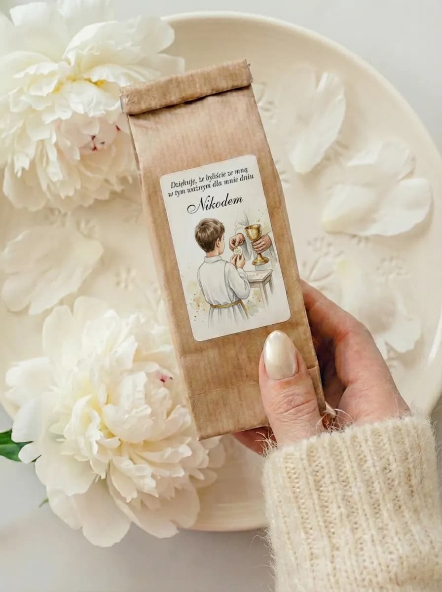 Tee als Dankeschön zur Erstkommunion mit Jungen-Illustration | Kommuniongeschenke | Matylda Nr. 20