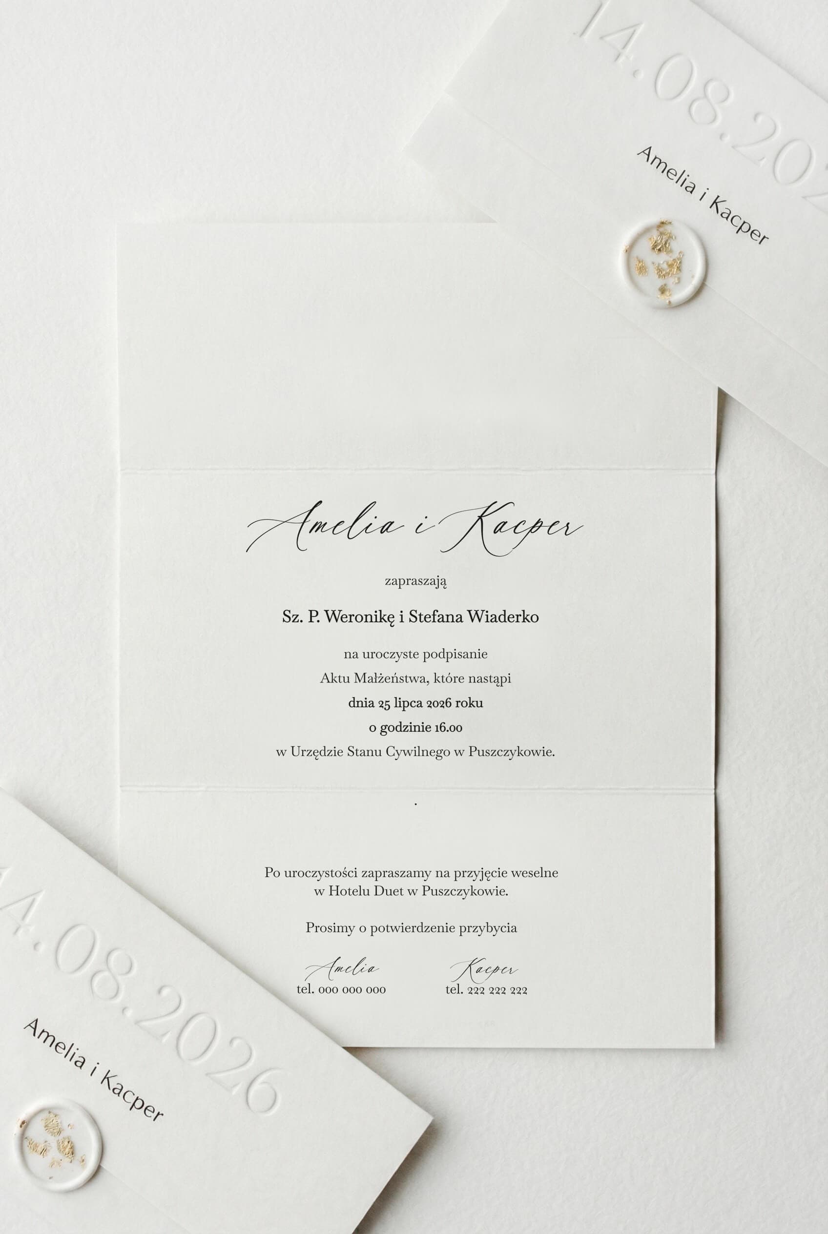 Hochzeitseinladung Gaja Nr. 1 – Minimalistischer Stil mit Letterpress-Prägung - 3