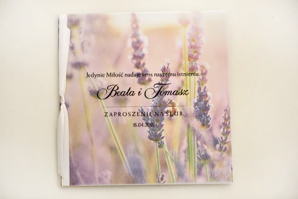 Quadratische Hochzeitseinladungen mit Transparentpapier und Lavendel – Elegant Nr. 28 - 3