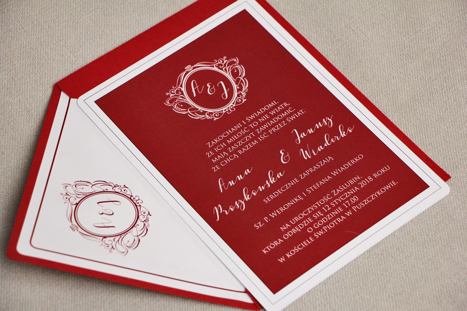 Hochzeitseinladungen im Glamour-Stil Rot mit Goldveredelung – Sonata Nr. 3 - 2