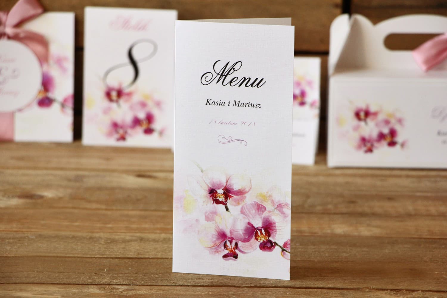 Menu Weselne Akwarelowe Kwiaty | Elegancka Karta Menu na Stół, Pastelowy Wzór | Malowane Kwiaty nr 2