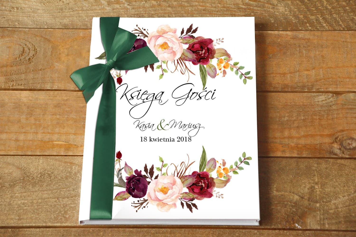 Personalizowana Księga Gości A4 w malowane kwiaty | Elegancka pamiątka ślubna | Malowane Kwiaty nr 29