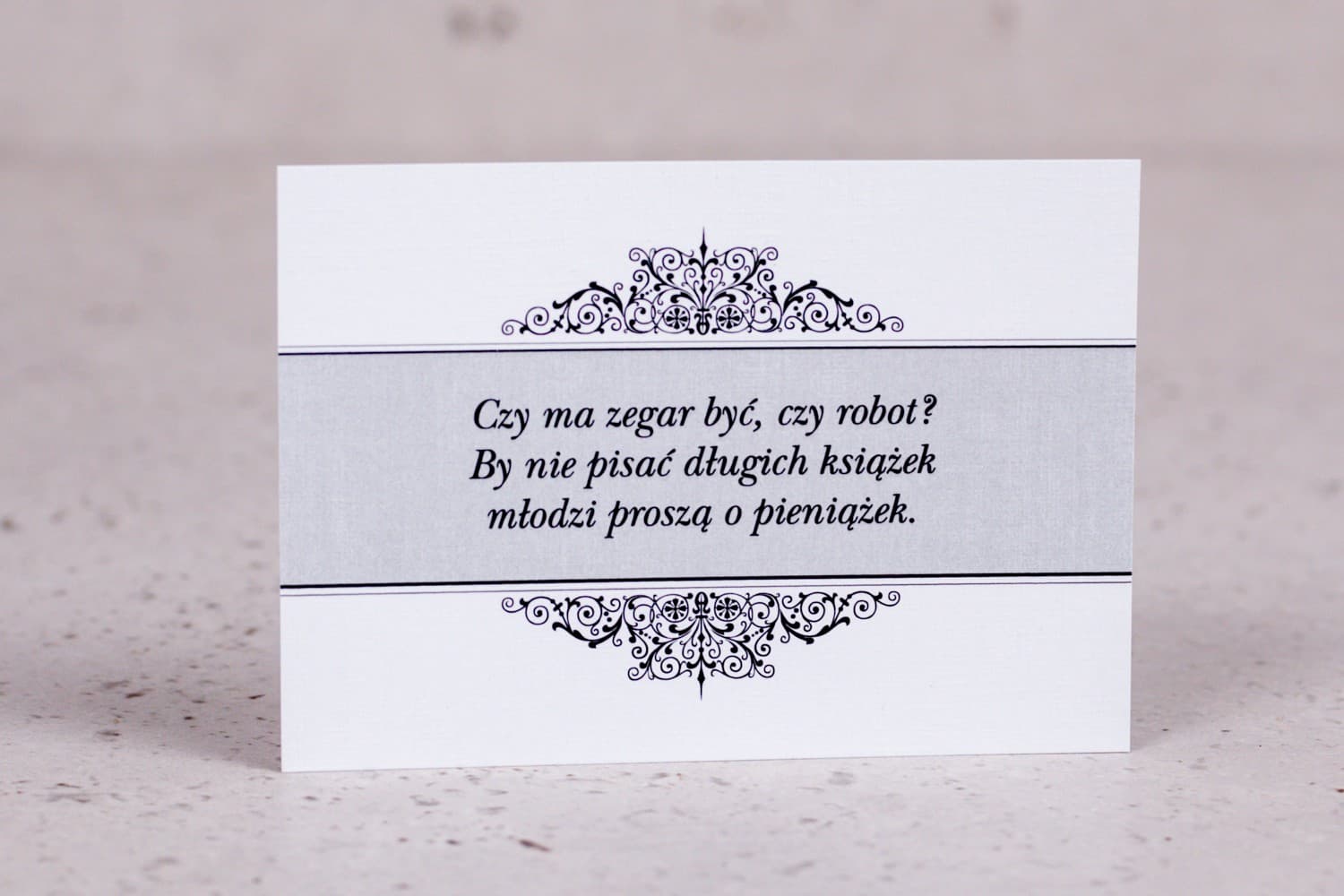 Eleganckie Bileciki Informacyjne na papierze lnianym | Wkładki do zaproszeń ślubnych | Arte nr 3