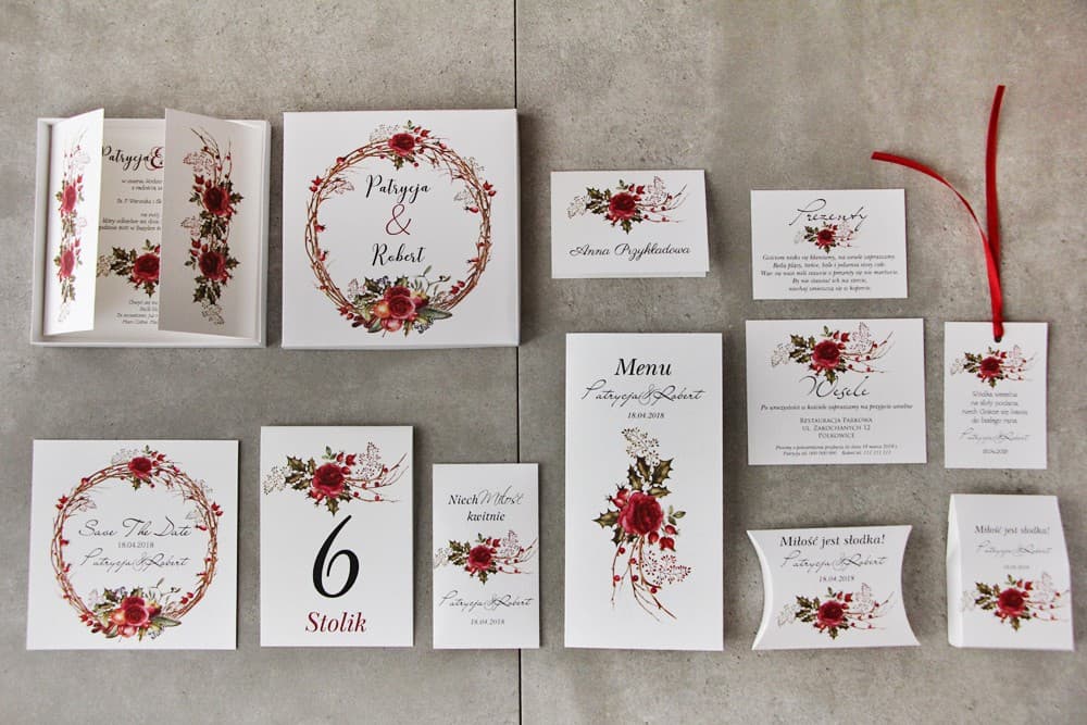 Hochzeitseinladung in der Box Pistacjowe Nr. 14 – Rote Rosen und Zimt - 2