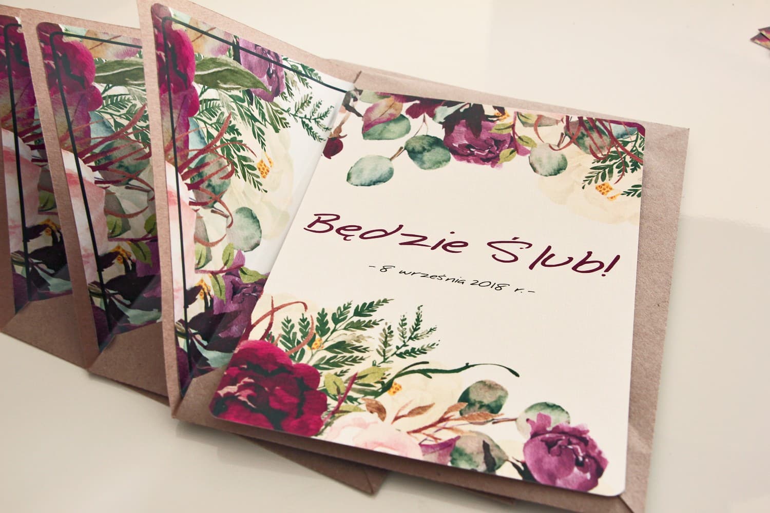 Hochzeitseinladungen Bordeaux Gold mit Rosen im Glamour-Stil – Sorento Nr. 16 - 3