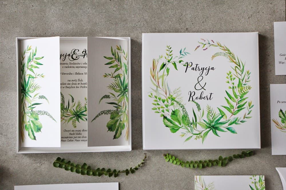 Box-Hochzeitseinladungen Pistacjowe Nr. 20 – Botanisch - 3