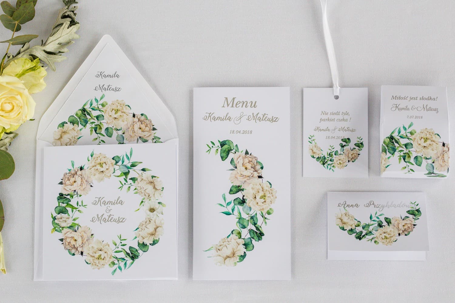 Glamour Hochzeitseinladungen mit Silberfolie und Pfingstrosen Cykade Nr. 15 - 2