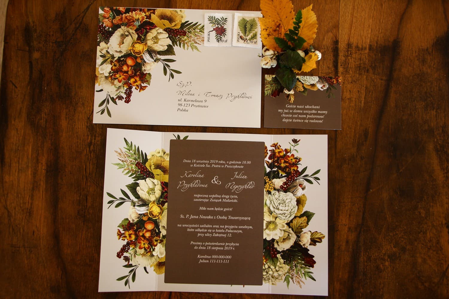 Hochzeitseinladungen Eteryczne Nr. 1 – Vintage und Herbstblumen - 2