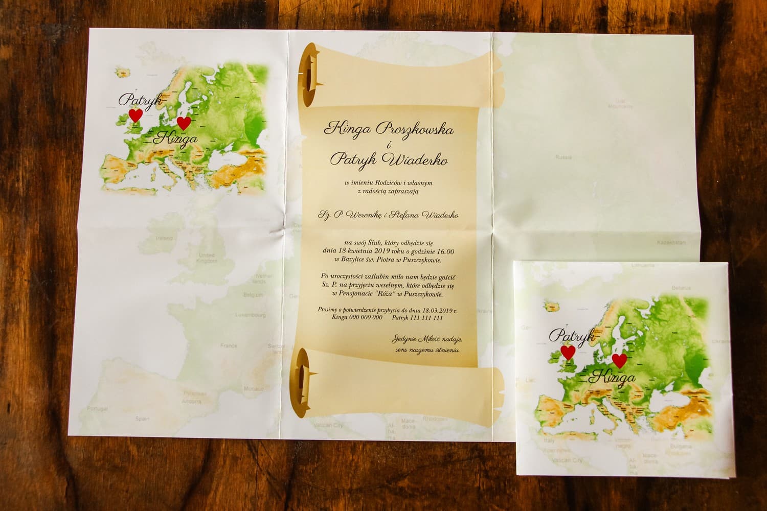 Hochzeitseinladungen im Reisestil mit Europa-Karte – Karte der Gefühle Nr. 2 - 2