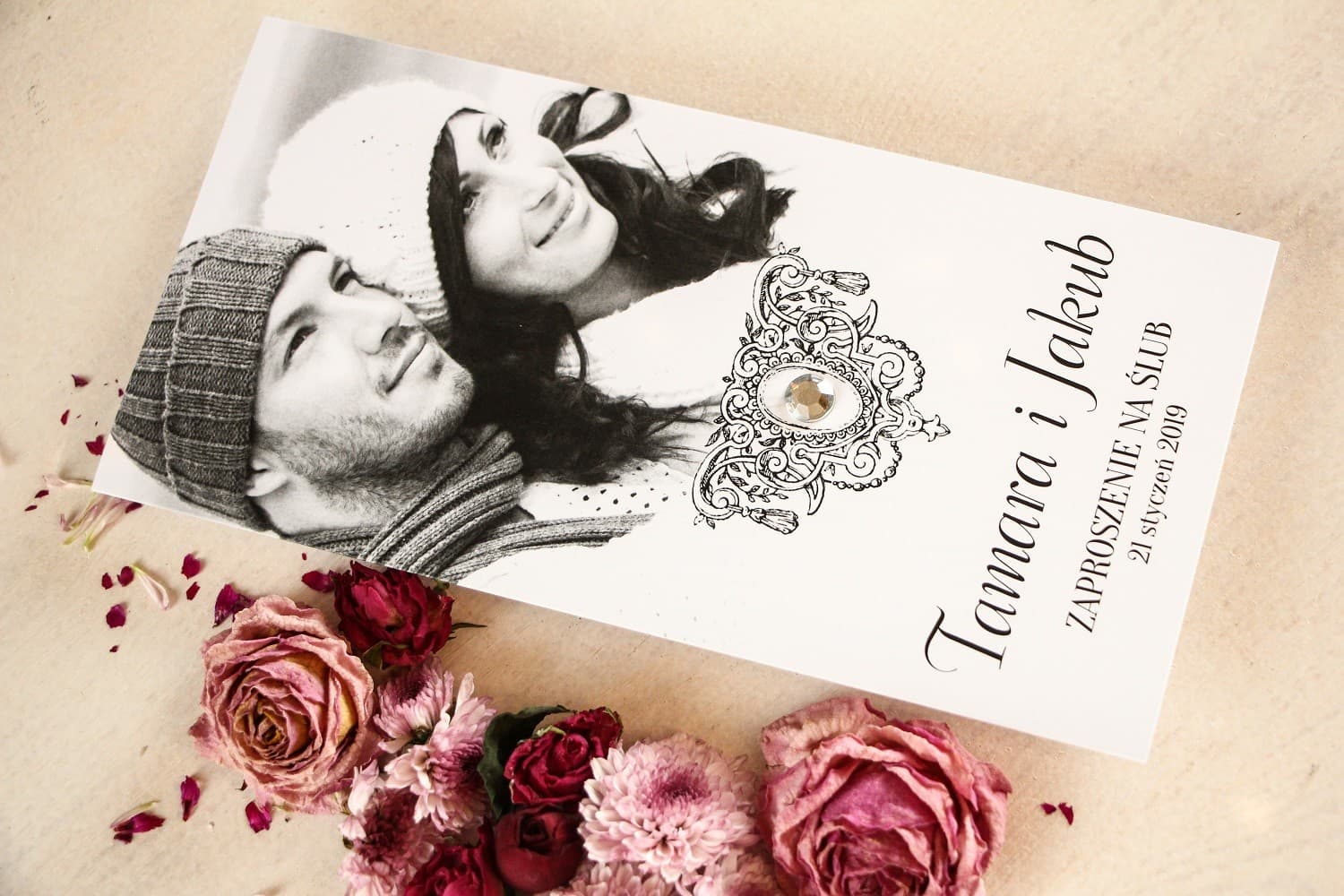 Hochzeitseinladung mit eigenem Foto und glänzendem Zirkonia – Ze Zdjeciem Nr. 2 - 2