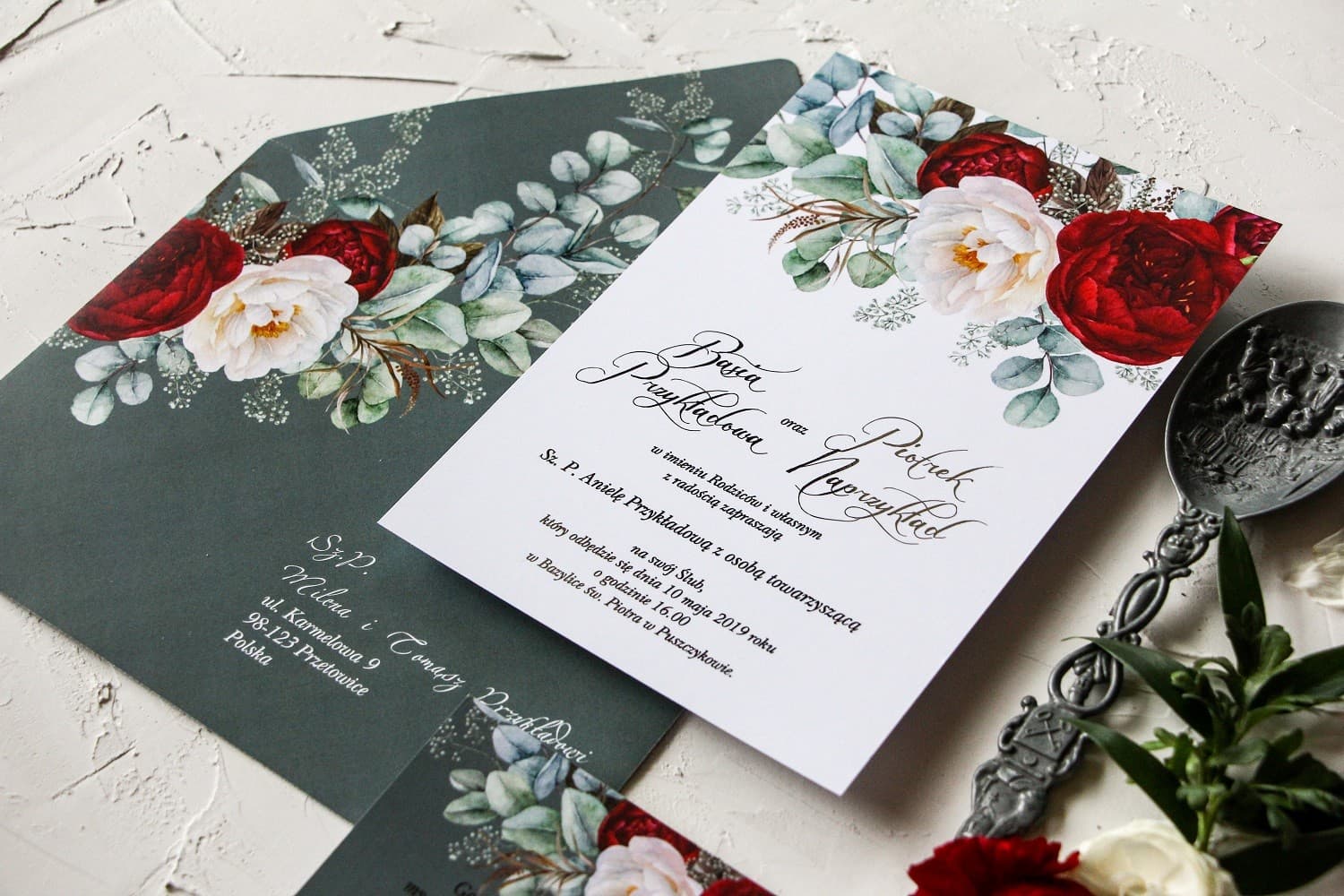 Pastell-Einladungen Nr. 5 – Glamour und burgunderrote Pfingstrosen - 2