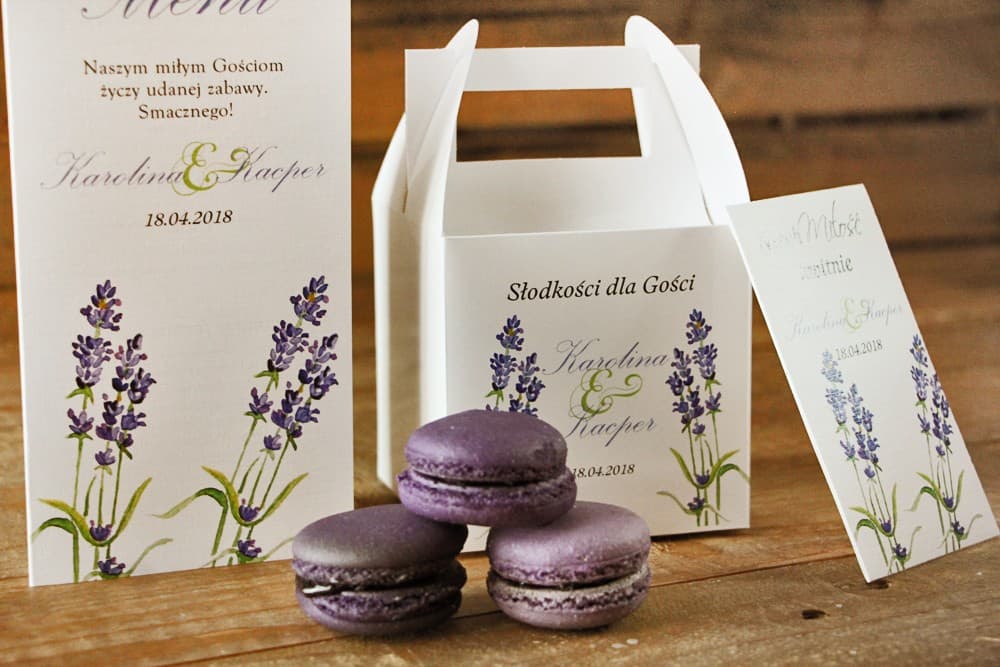 Hochzeitseinladungen im provenzalischen Stil mit Aquarell-Lavendel und Satinschleife – Aquarelle Nr. 14