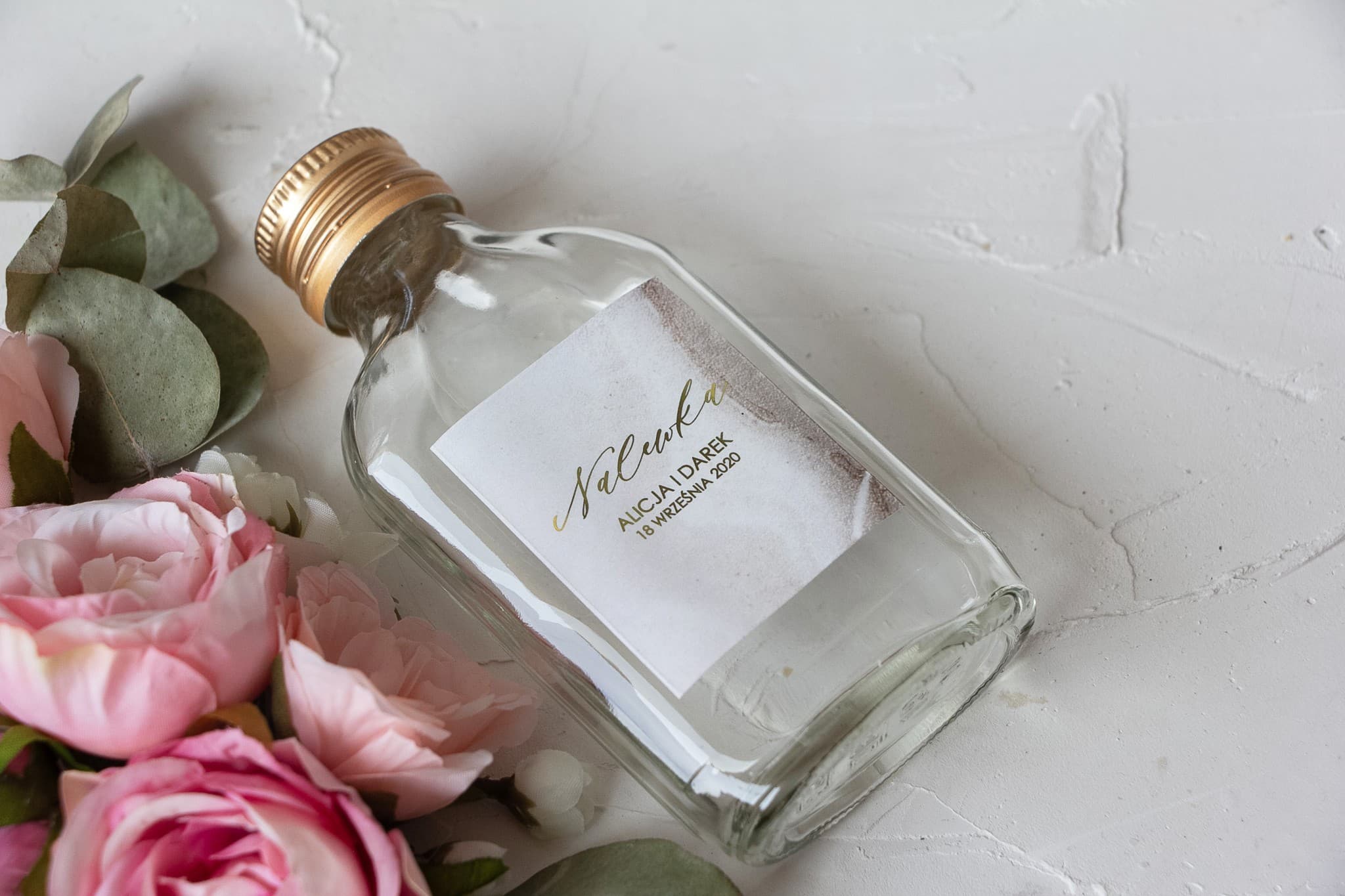 Vergoldete Likörflaschen Hochzeit Marmor | Gastgeschenke | Marmurowe Nr. 1 - 3